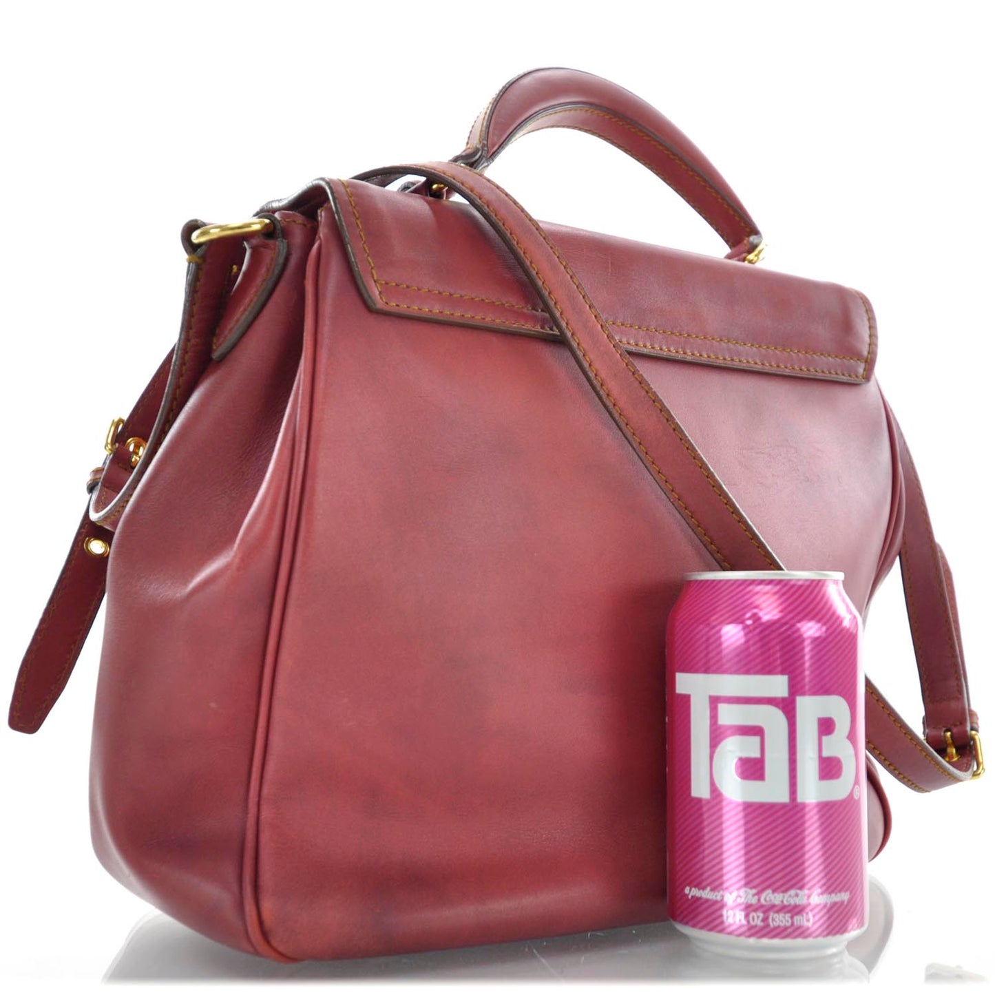 Leather Front Pocket Satchel Red