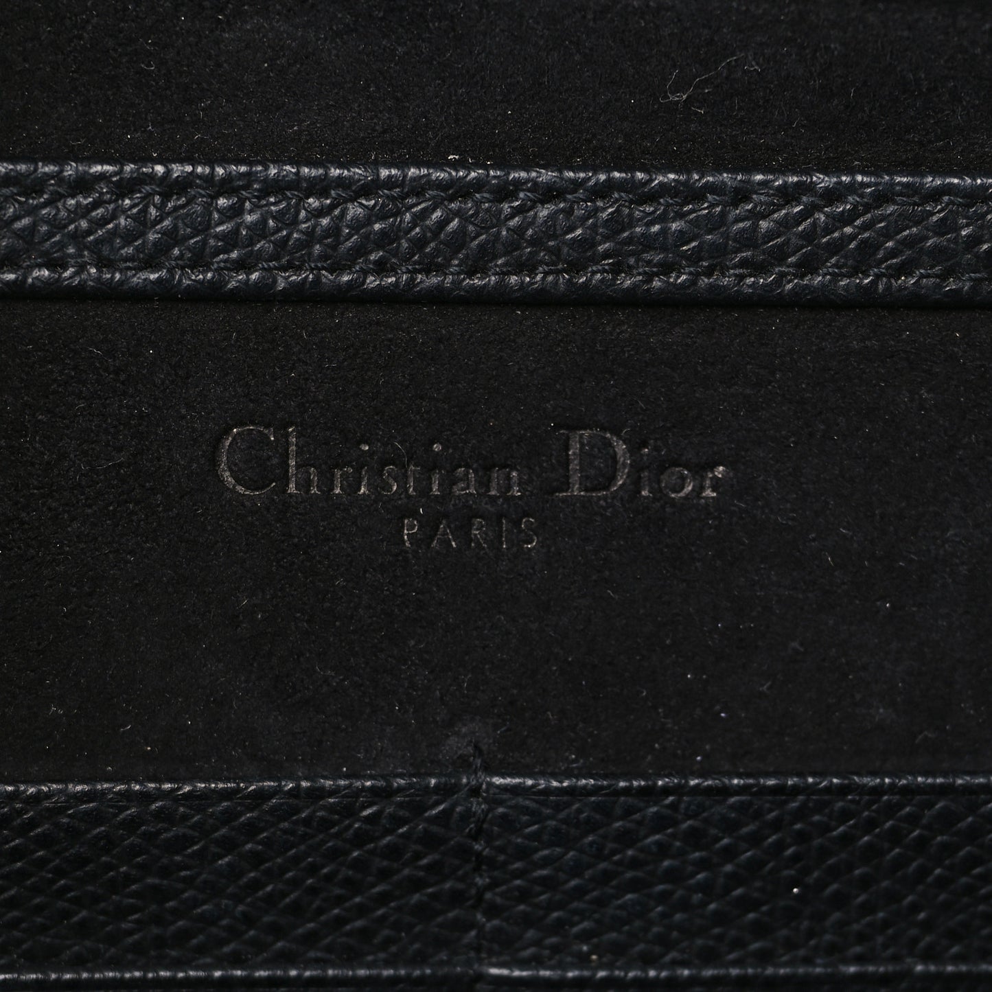 Grained Calfskin Diorama Wallet on Chain Pouch Black