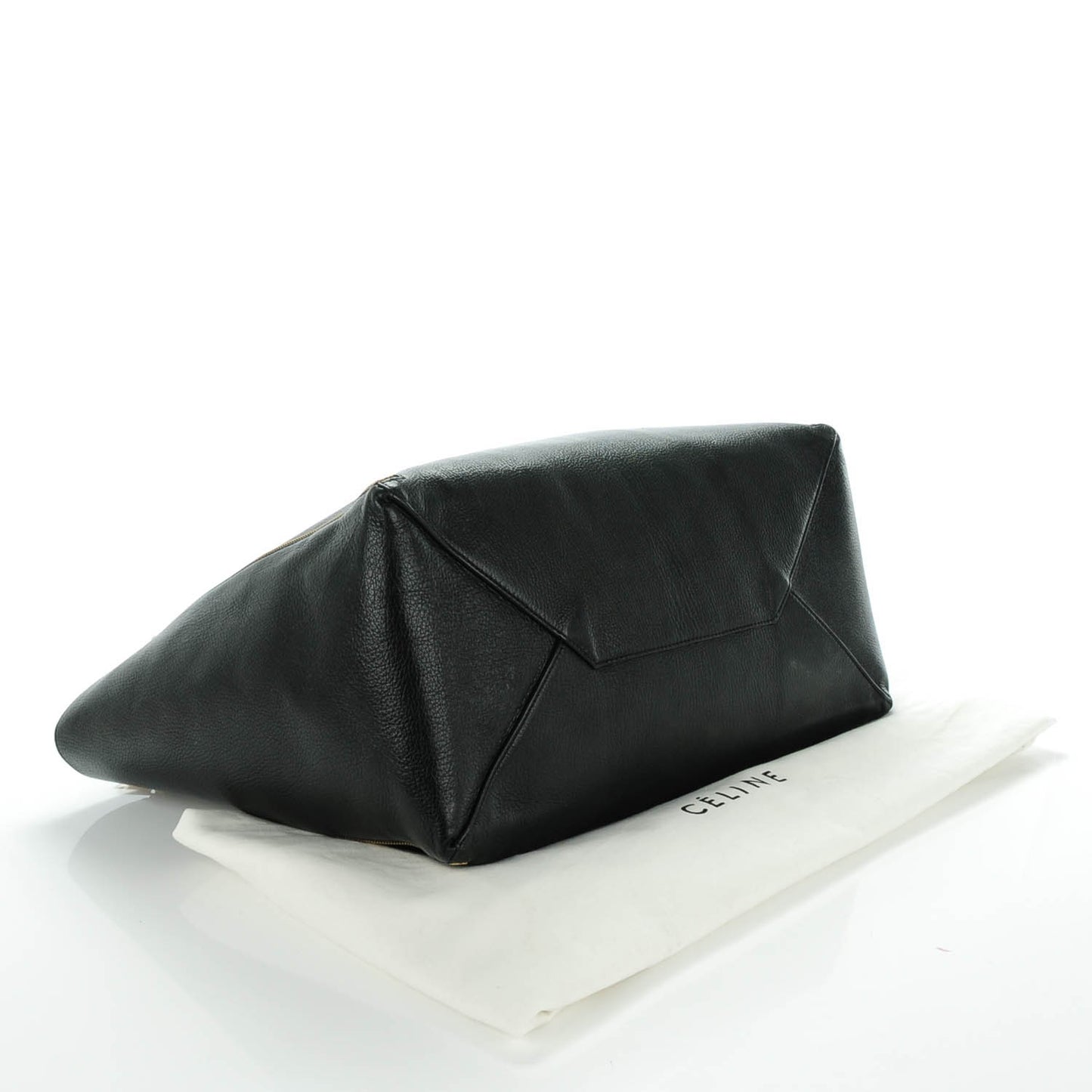 Goatskin Horizontal Zipper Gusset Cabas Black
