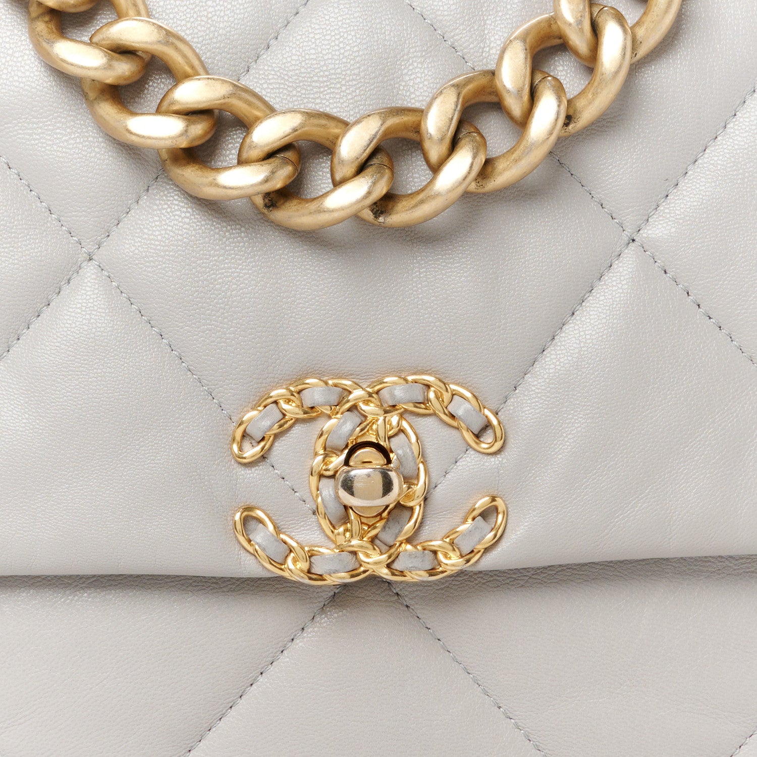 Chanel Goatskin Quilted Large Chanel 19 Flap Grey 8 of 11