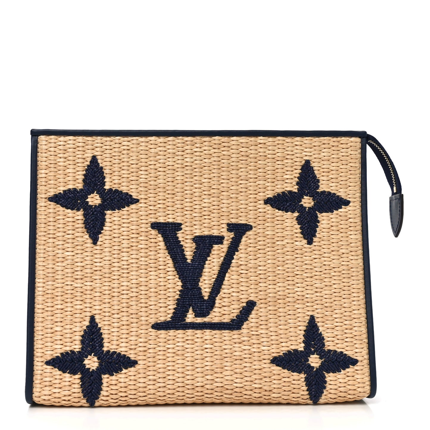 Raffia Calfskin Monogram Giant Toiletry Pouch 26 Blue