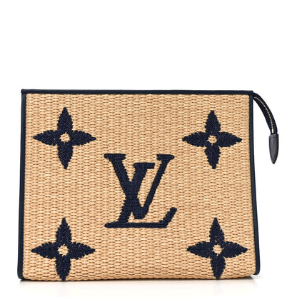 Louis Vuitton Raffia Calfskin Monogram Giant Toiletry Pouch 26 Blue 1 of 9