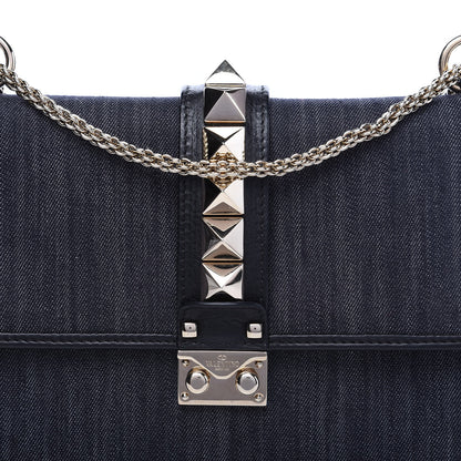Valentino Garavani Denim Medium Glam Lock Rockstud Flap Deep Denim 8 of 8