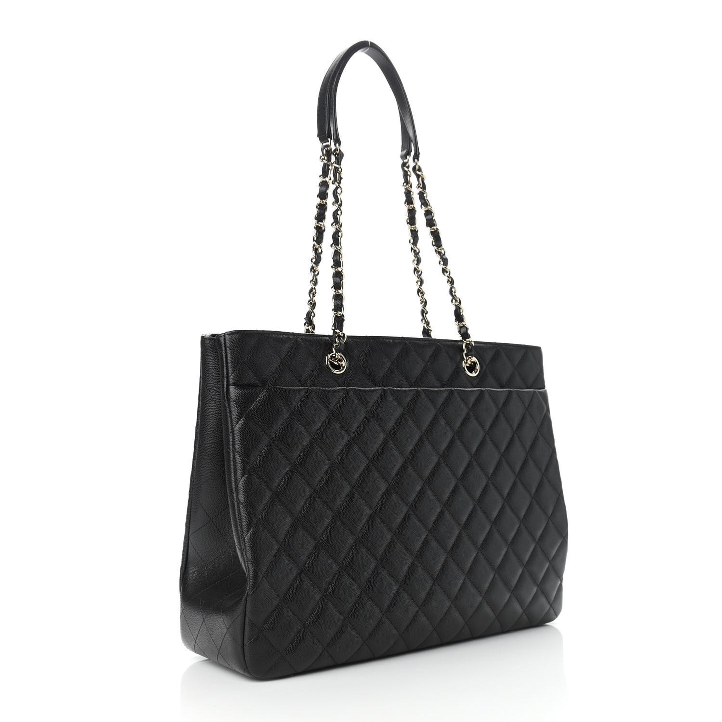 Caviar Quilted Large Shopping Tote Black