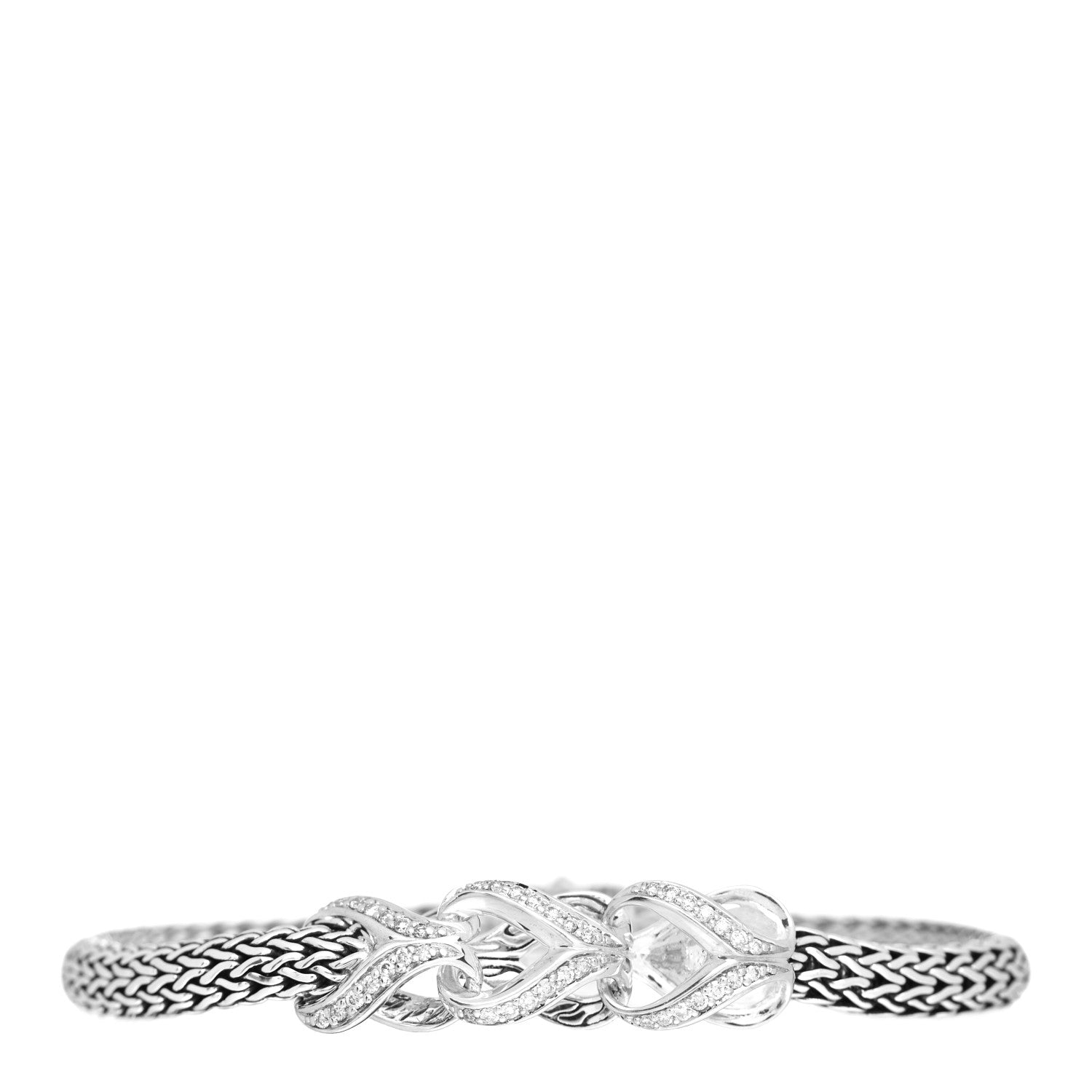 John Hardy Sterling Silver Diamond 5mm Asli Pave Station Bracelet 1 of 4