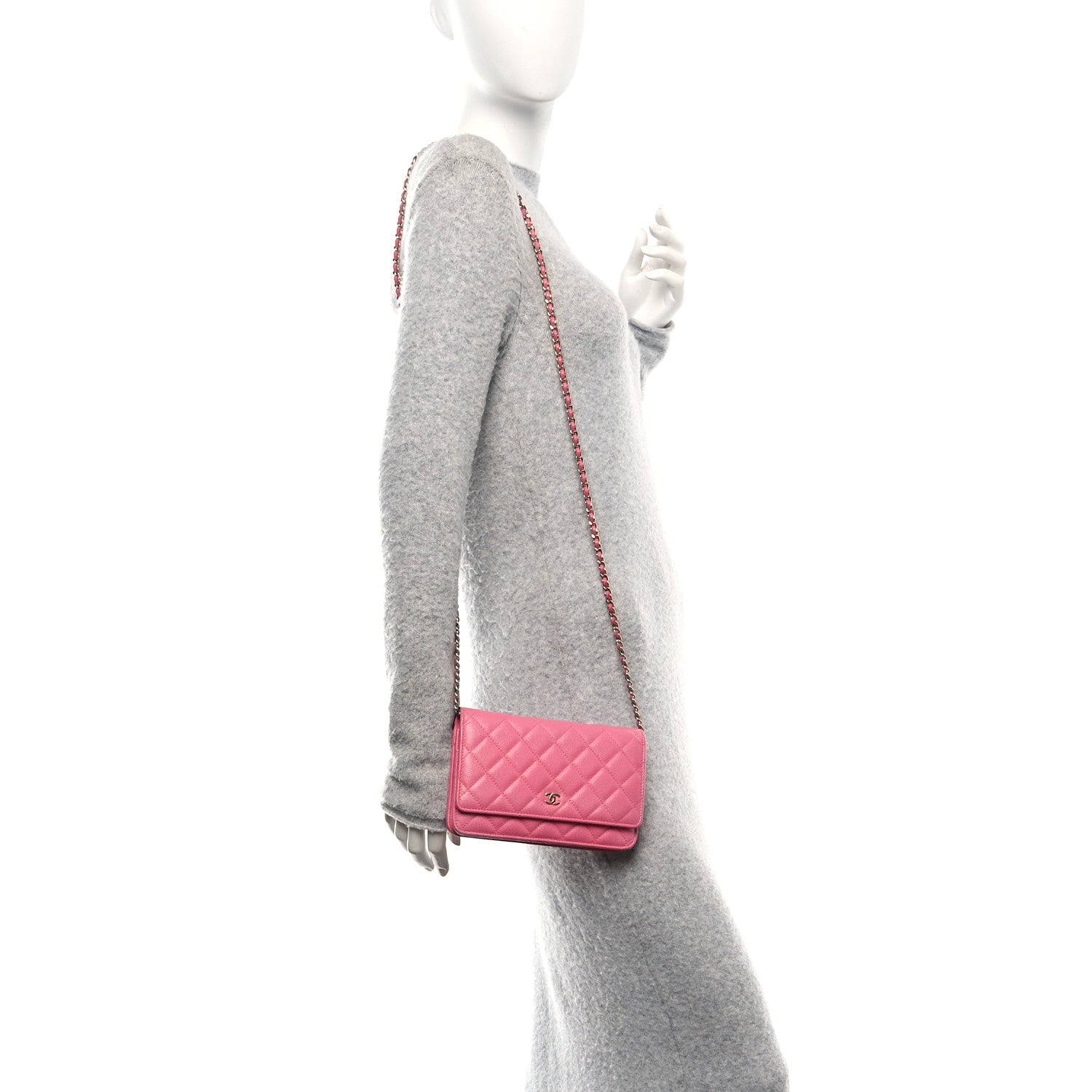 Chanel Caviar Quilted Wallet on Chain WOC Pink 2 of 13