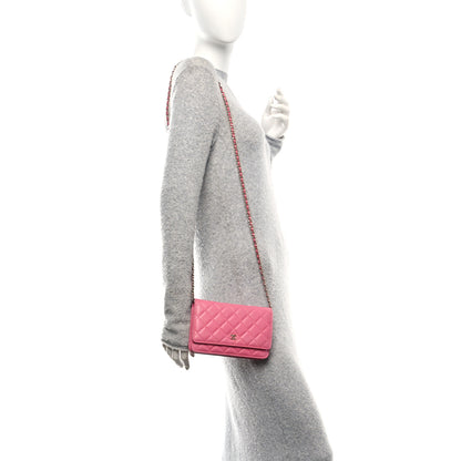 Chanel Caviar Quilted Wallet on Chain WOC Pink 2 of 13