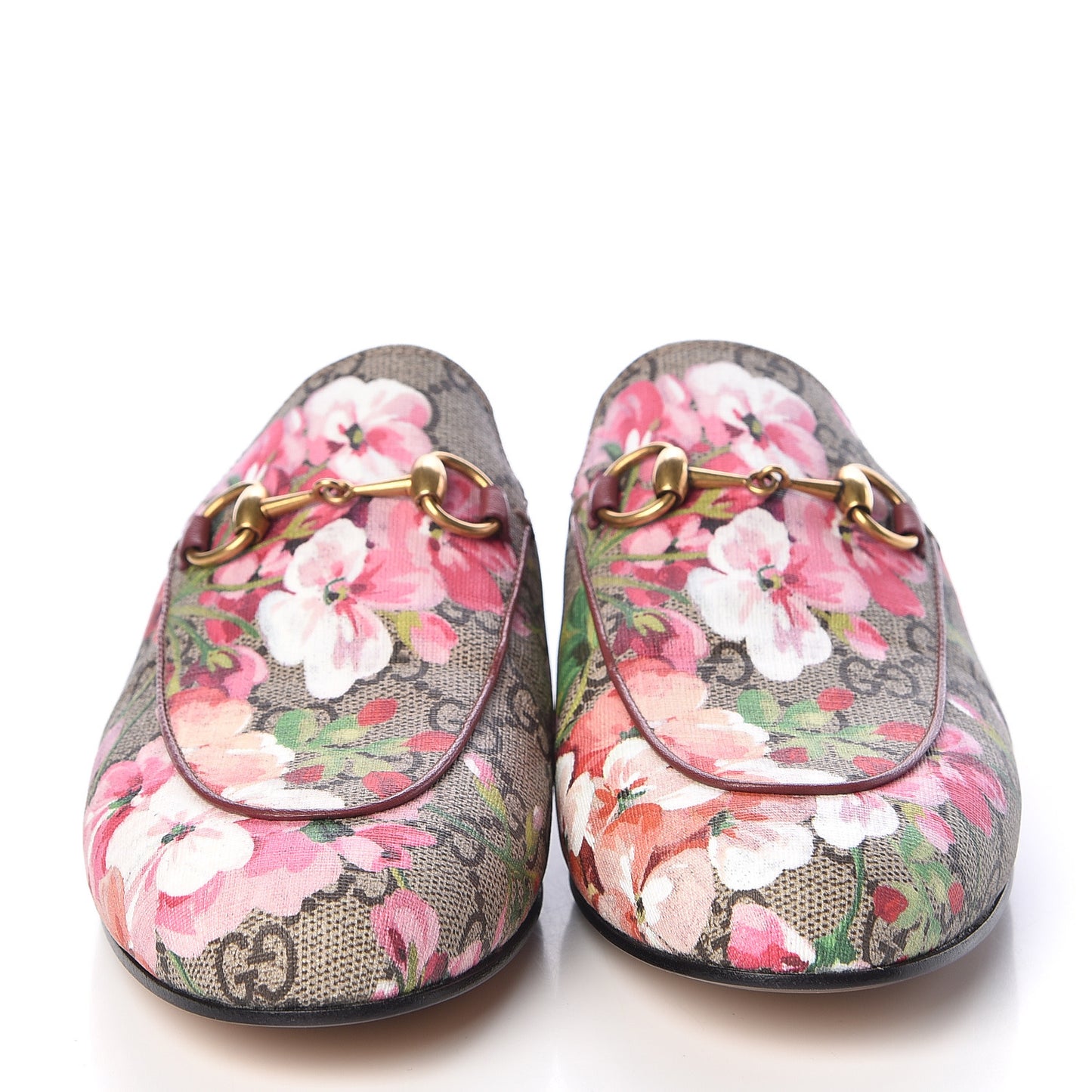 GG Supreme Monogram Blooms Womens Princetown Slippers 36.5 Beige Multicolor Dry Rose