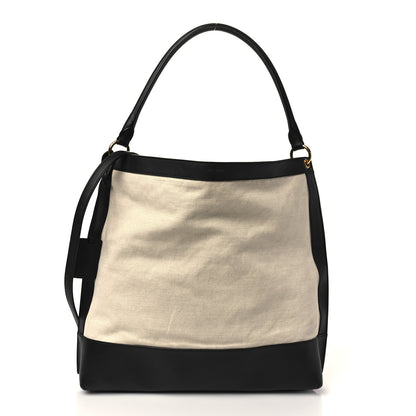 Saint Laurent Canvas Calfskin Tag Hobo White Black 2 of 6
