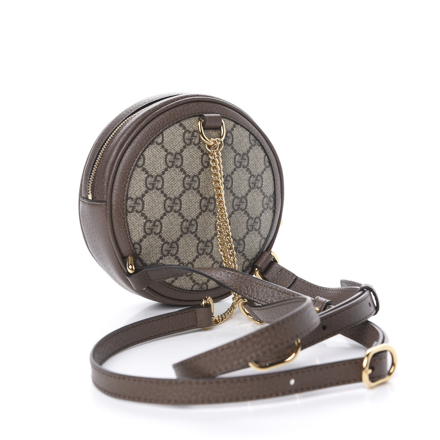 GG Supreme Monogram Web Mini Ophidia Round Backpack Brown