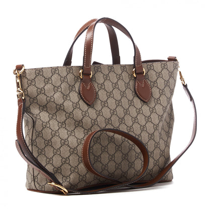 Gucci Soft GG Supreme Monogram Small Crossbody Tote Beige Cuir 2 of 8