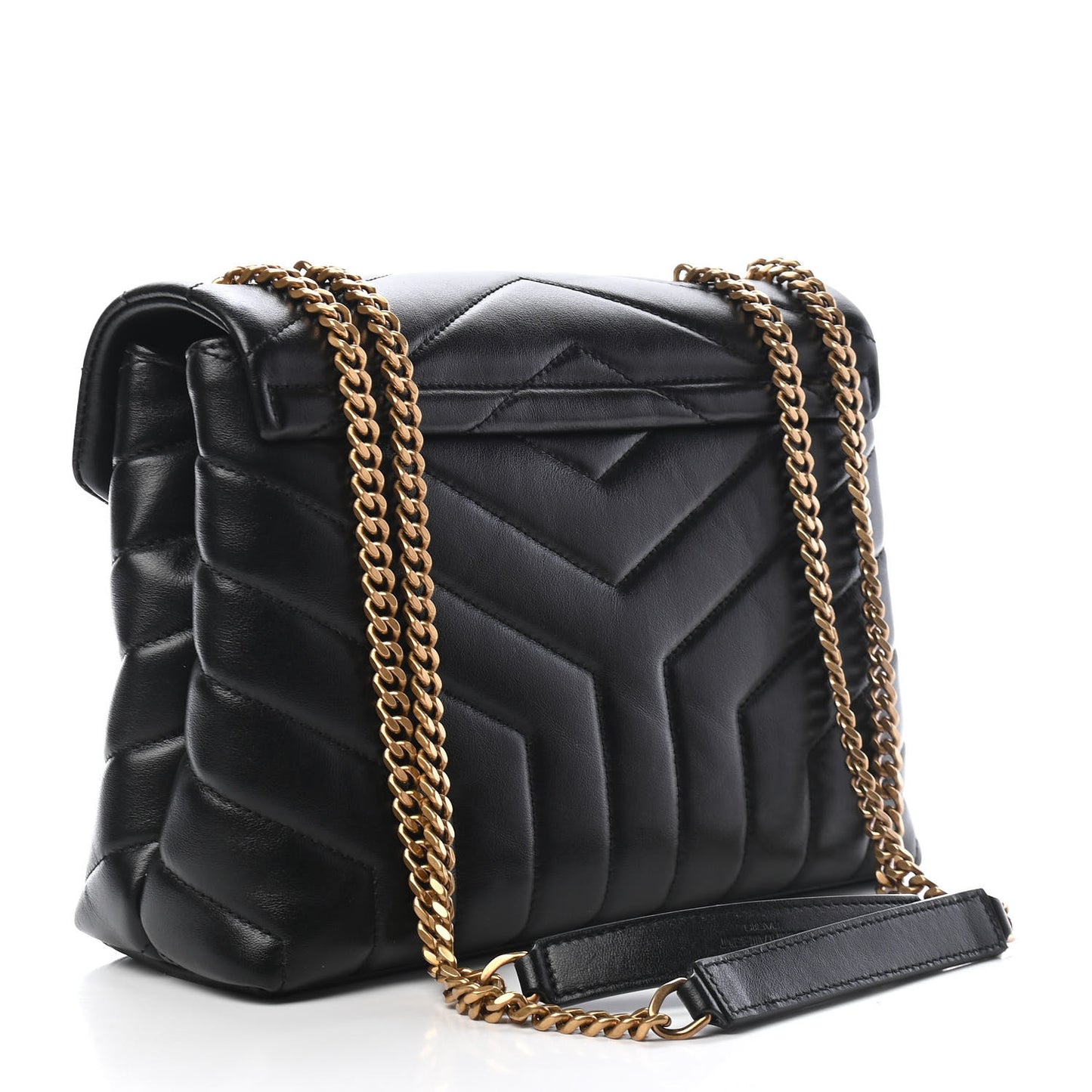 Calfskin Y Quilted Monogram Small Loulou Chain Satchel Black
