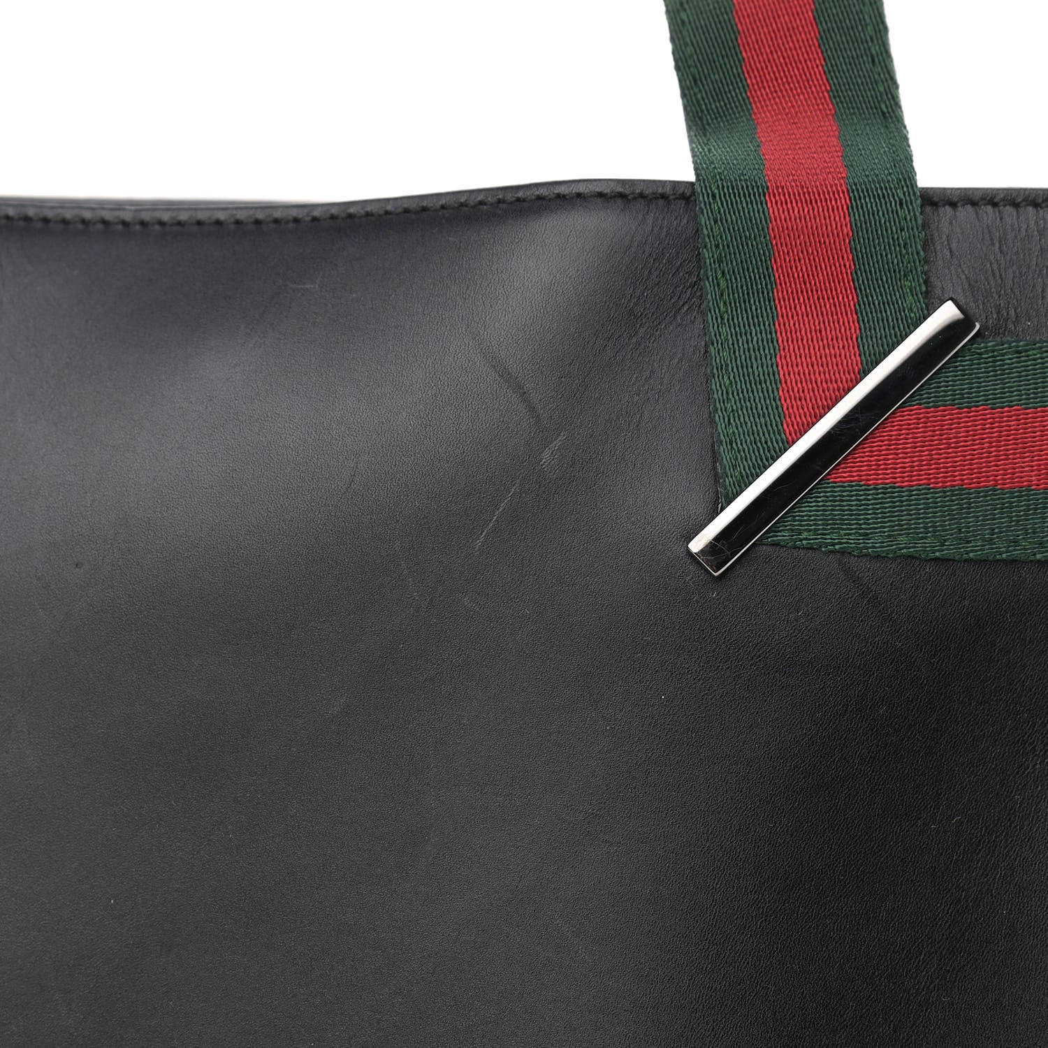 Gucci Calfskin Web Tote Black 11 of 12