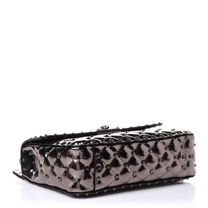 Valentino Garavani Metallic Patent Medium Rockstud Spike Shoulder Bag Rutenio 3 of 8