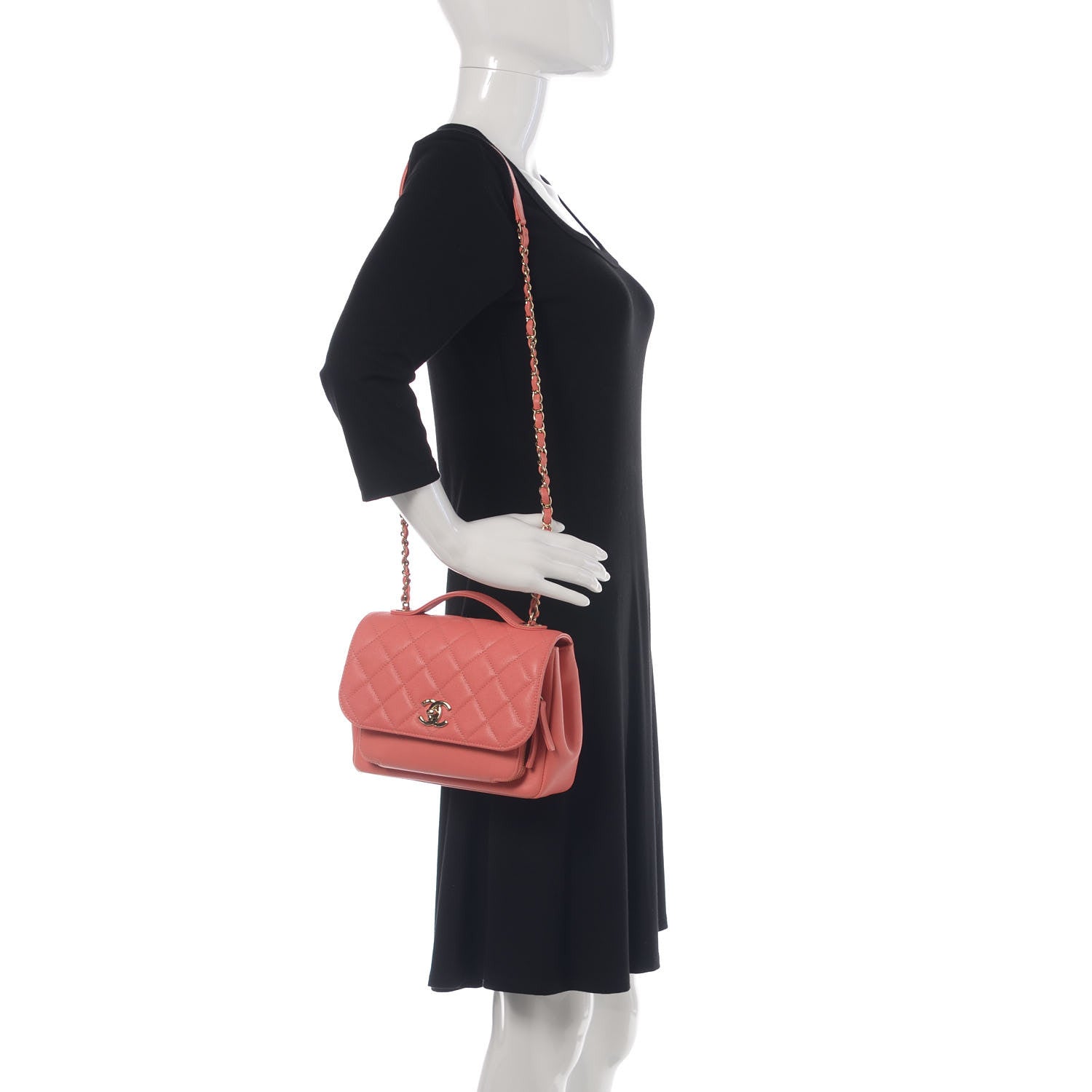 Chanel Caviar Quilted Small Business Affinity Flap Coral 2 of 8