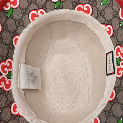 Gucci GG Supreme Monogram Apple Textured Dollar Calfskin Retro Interlocking G Fedora Pomme Bucket Hat L Beige Ebony Red 6 of 8