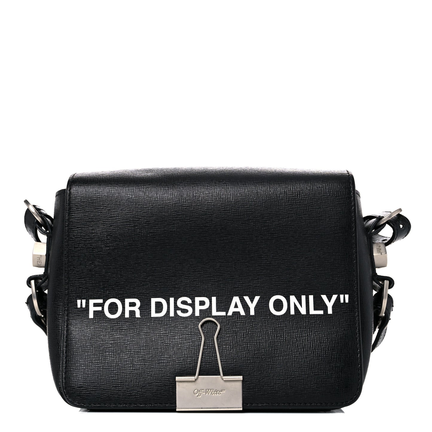 Saffiano For Display Only Binder Clip Shoulder Bag Black