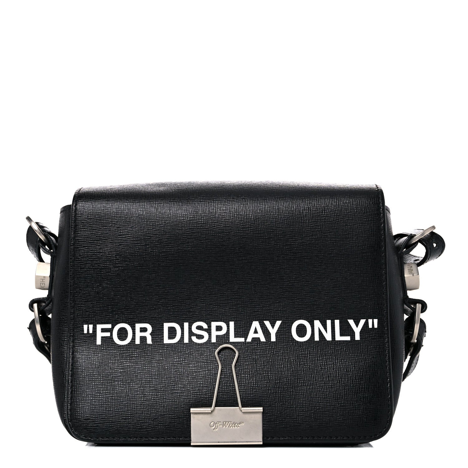 Off-White Saffiano For Display Only Binder Clip Shoulder Bag Black 2 of 21