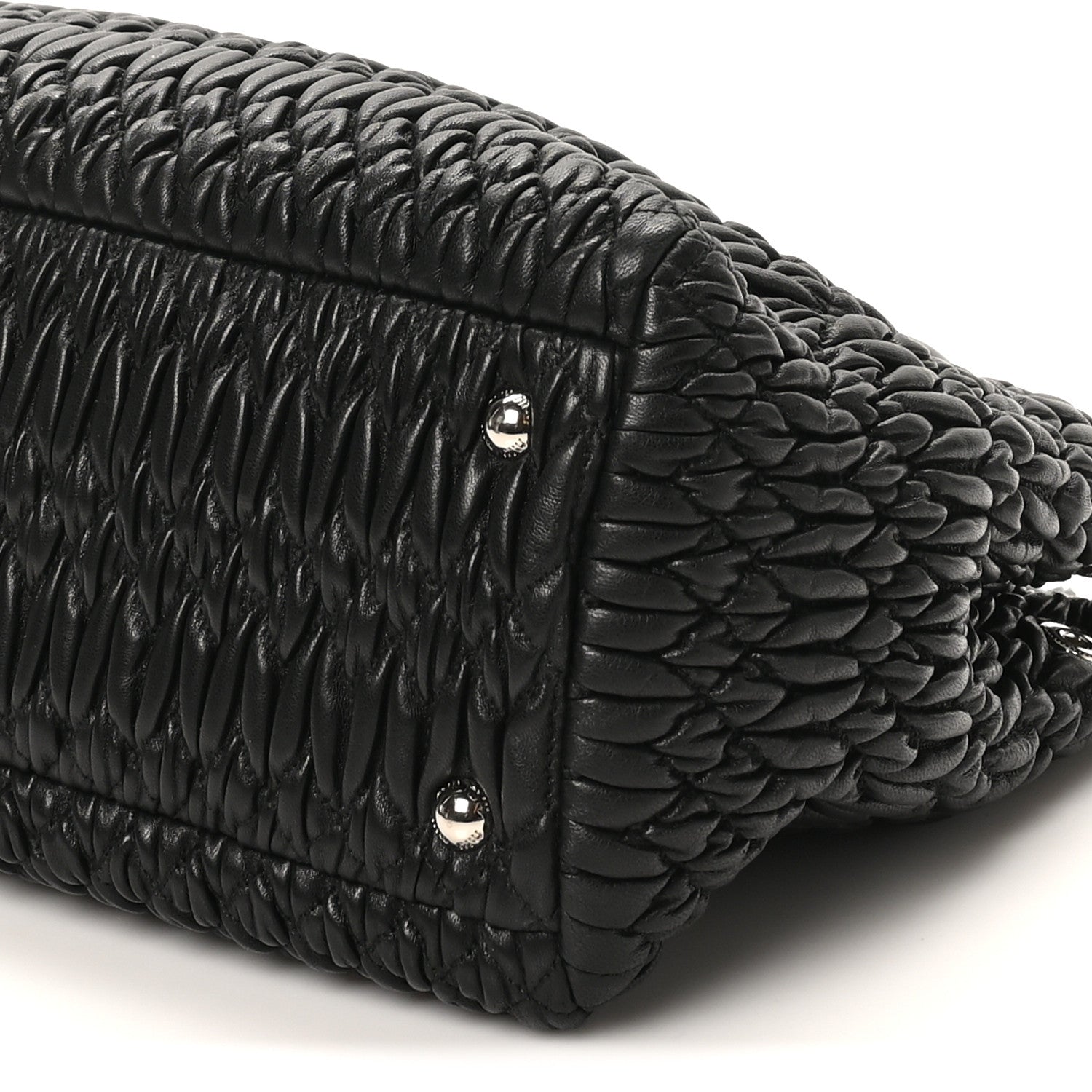 Miu Miu Nappa Matelasse Swarovski Crystal Tote Black 1782984