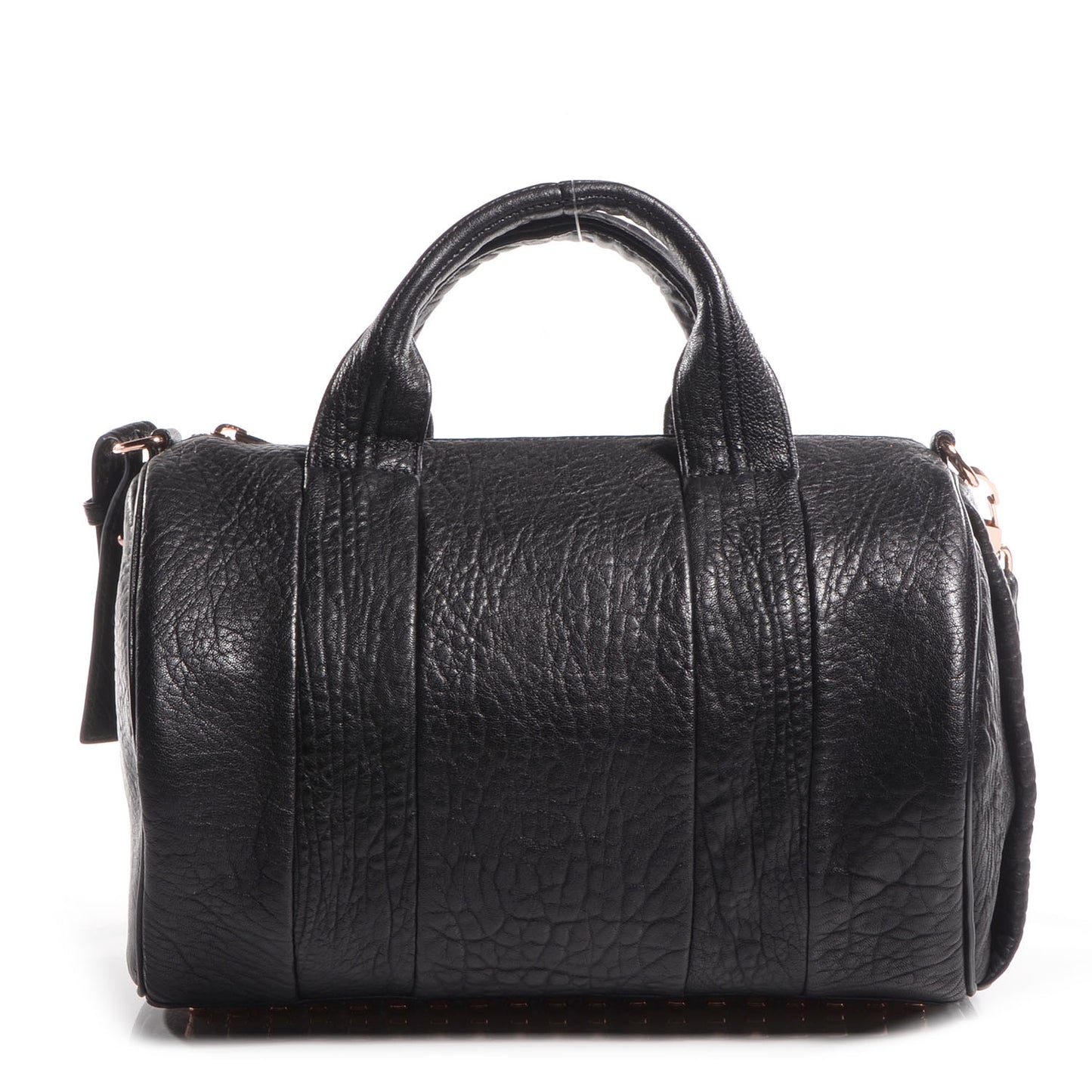 Pebbled Leather Rocco Black with Rose Gold Hardware