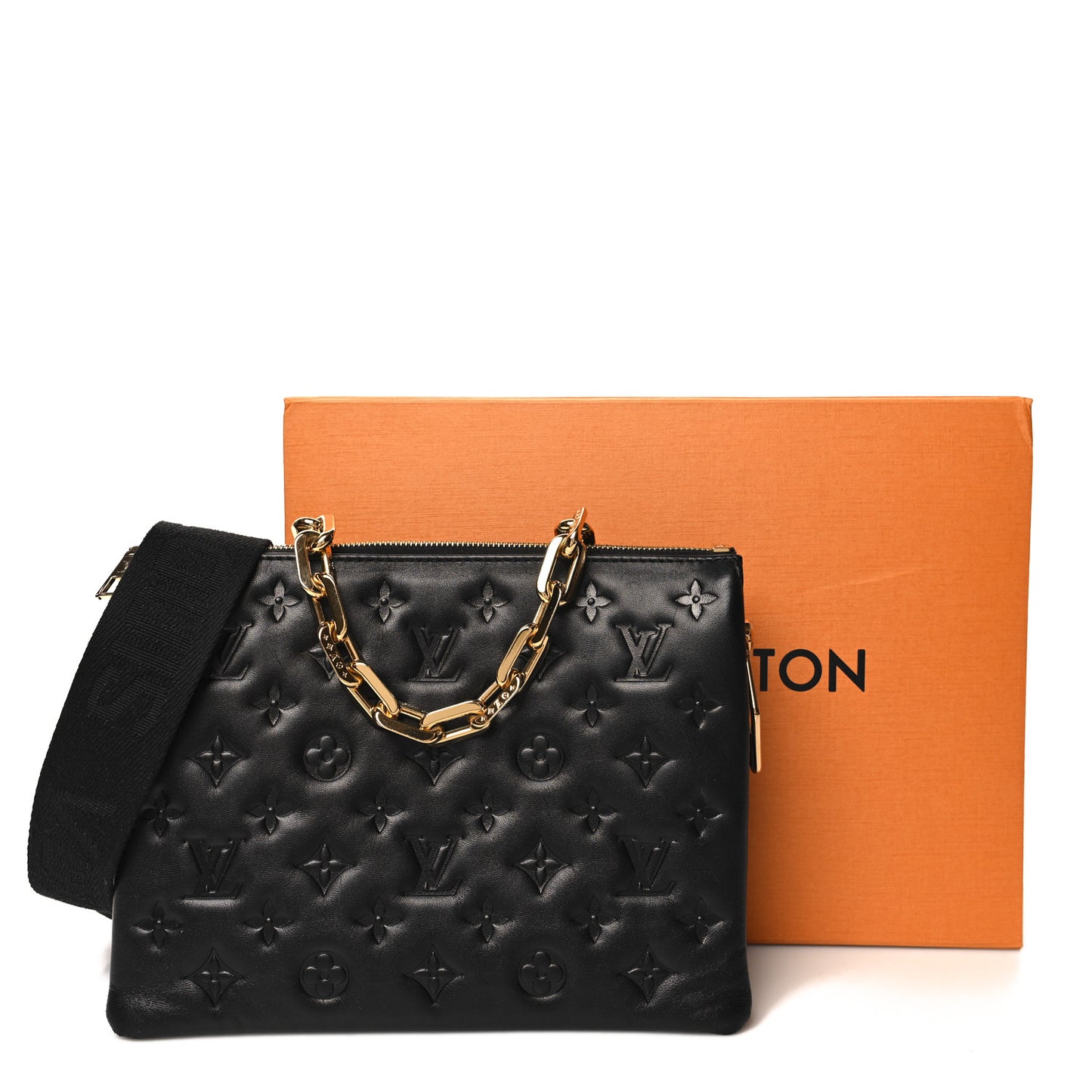 Lambskin Embossed Monogram Coussin PM Black