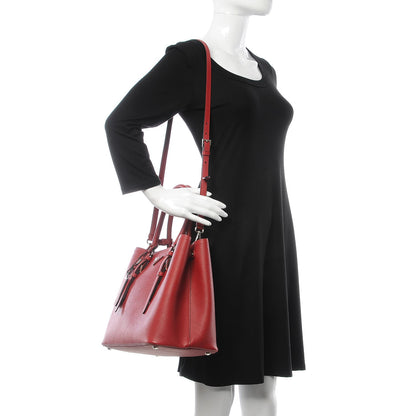 Prada Saffiano Cuir Medium Double Handle Tote Fuoco Black 2 of 7