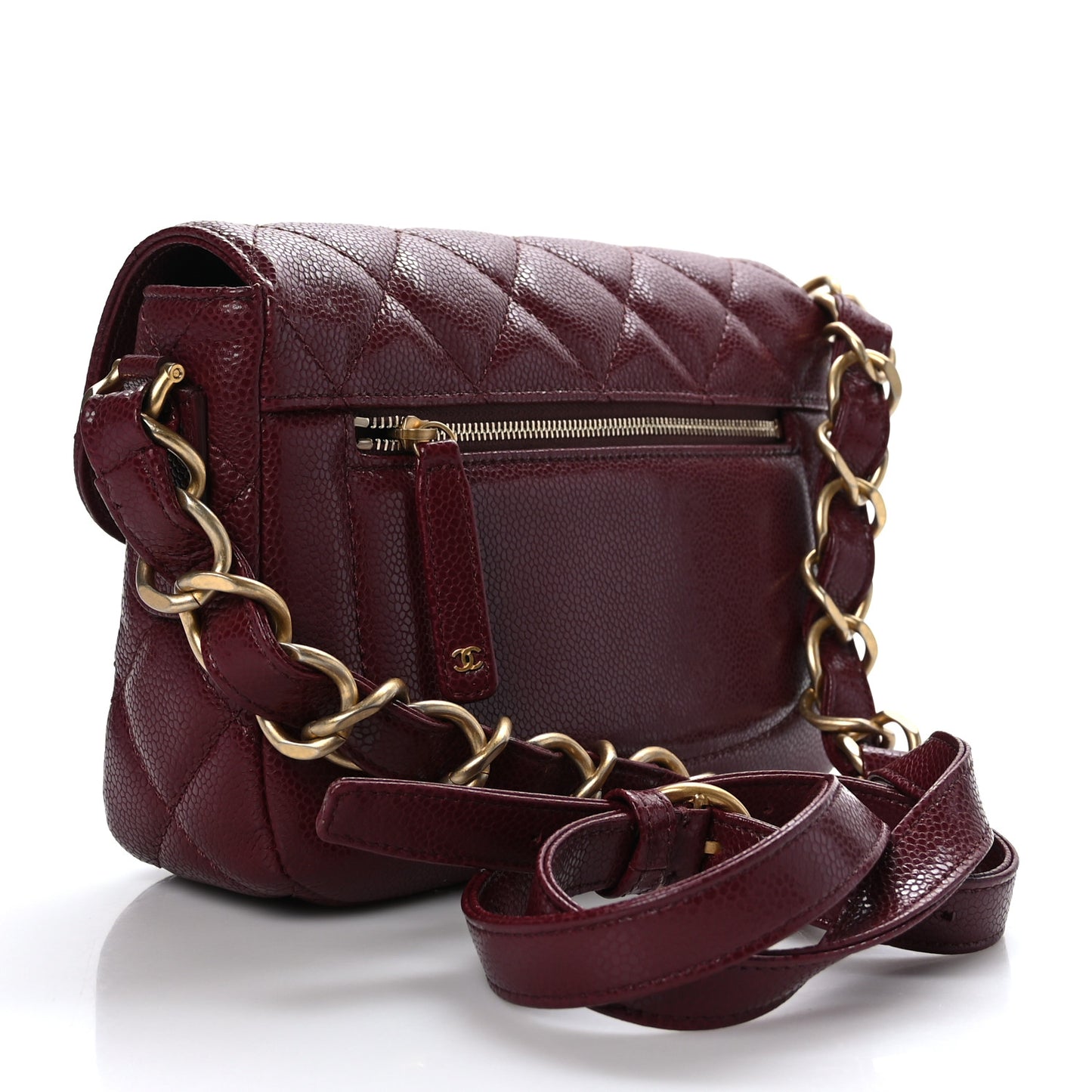 Caviar Quilted Small Messenger Flap Burgundy
