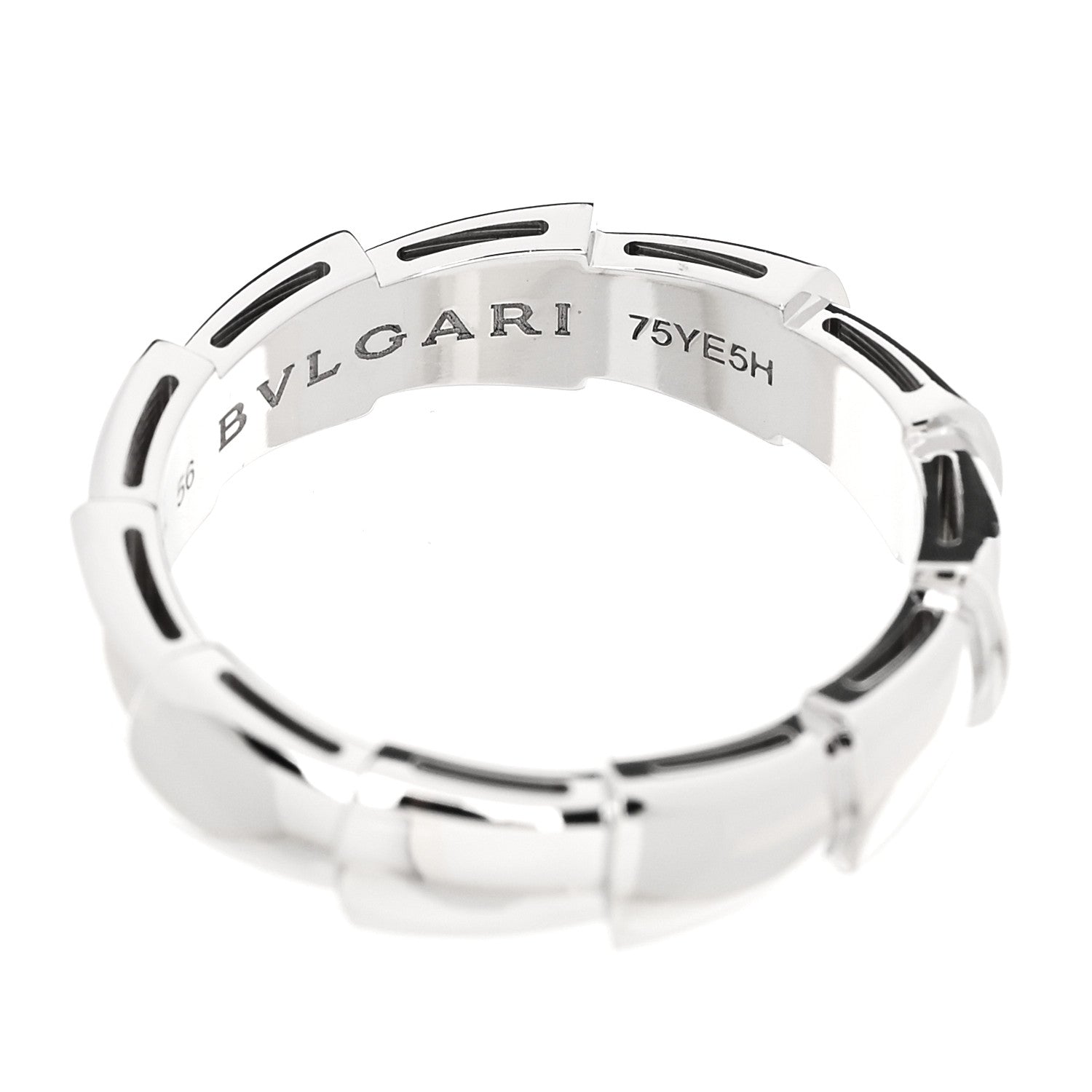 Bulgari 18K White Gold Serpenti Viper Thick Wedding Band Ring  56 7.5 5 of 6