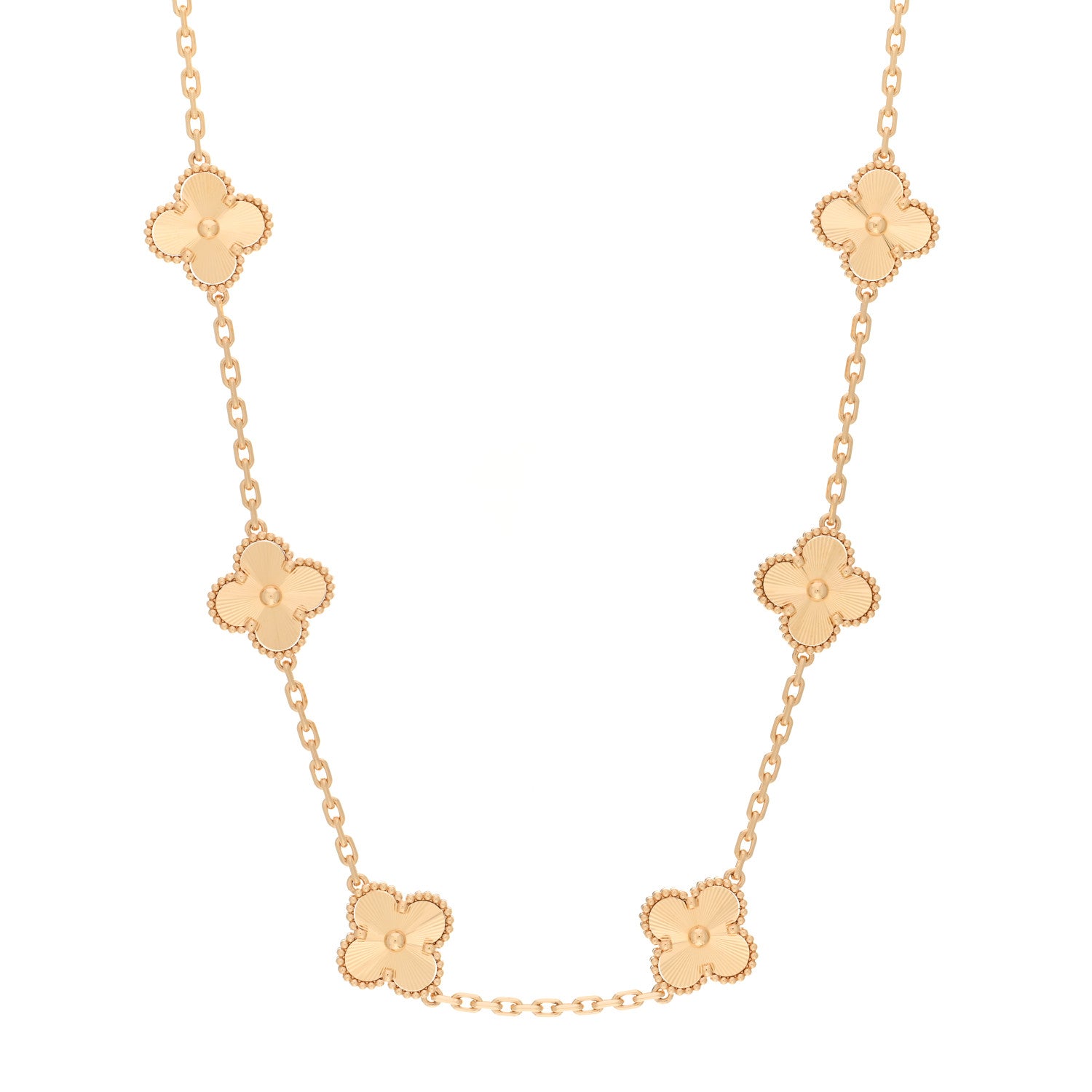 Van Cleef & Arpels 18K Yellow Gold 10 Motifs Guilloche Vintage Alhambra Necklace 1 of 4