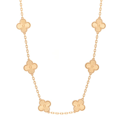 Van Cleef & Arpels 18K Yellow Gold 10 Motifs Guilloche Vintage Alhambra Necklace 1 of 4