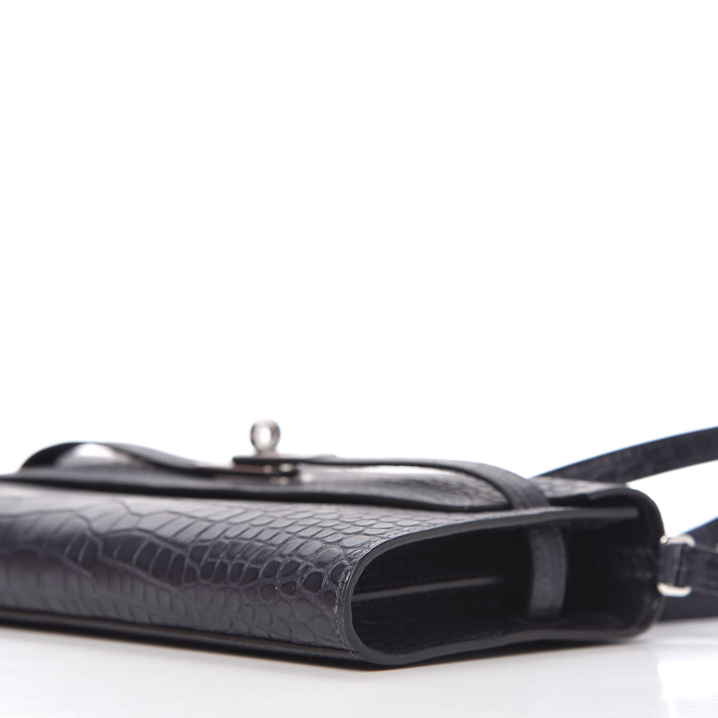 Matte Alligator Kelly Wallet To Go Bleu Indigo