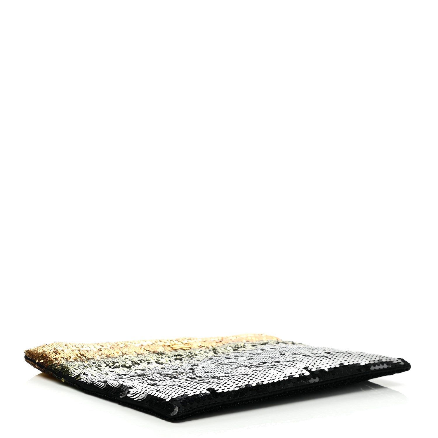 Prada Sequin Ombre Clutch Black Green Gold 4 of 7