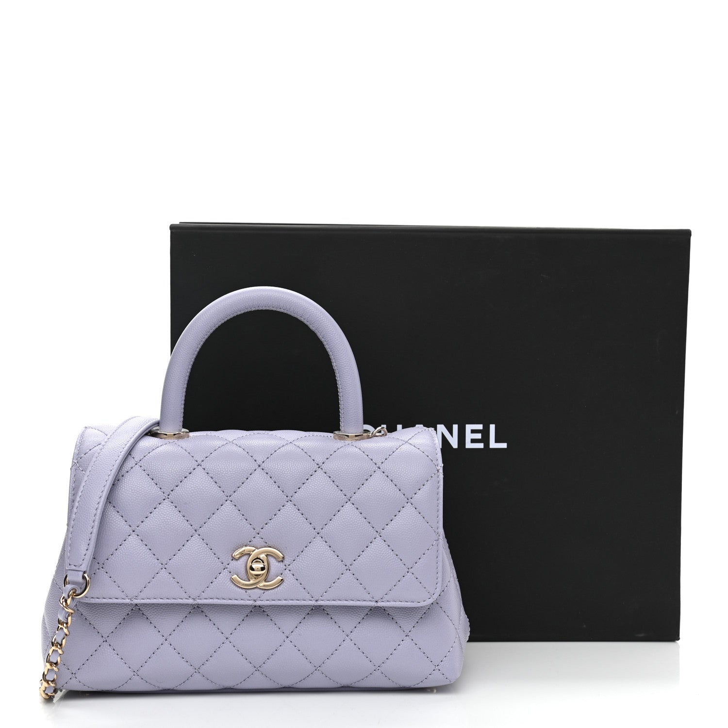 Chanel Caviar Quilted Mini Coco Handle Flap Light Purple 9 of 9