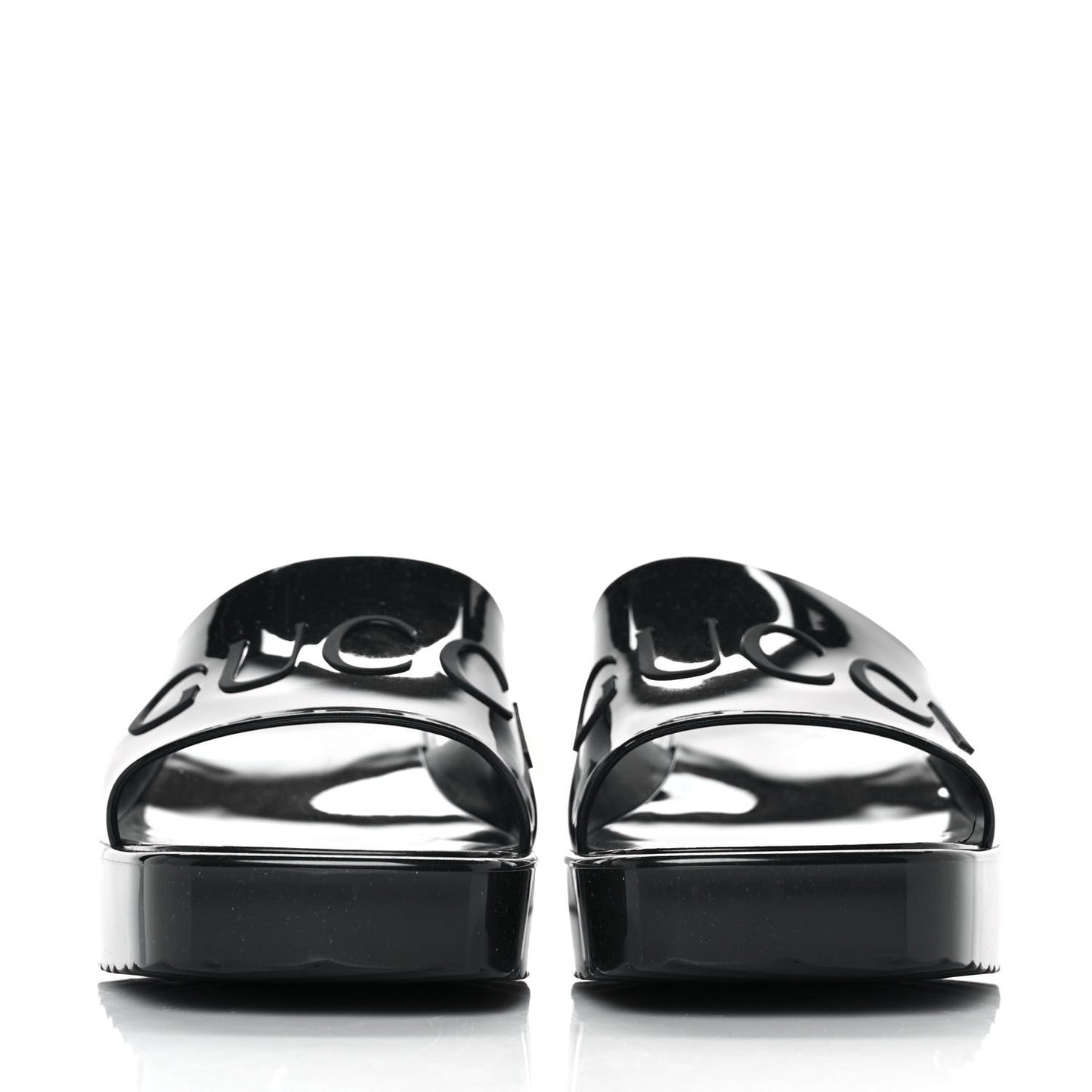 Rubber Gucci Logo Womens Platform 20/60mm Slide Sandals 39 Black