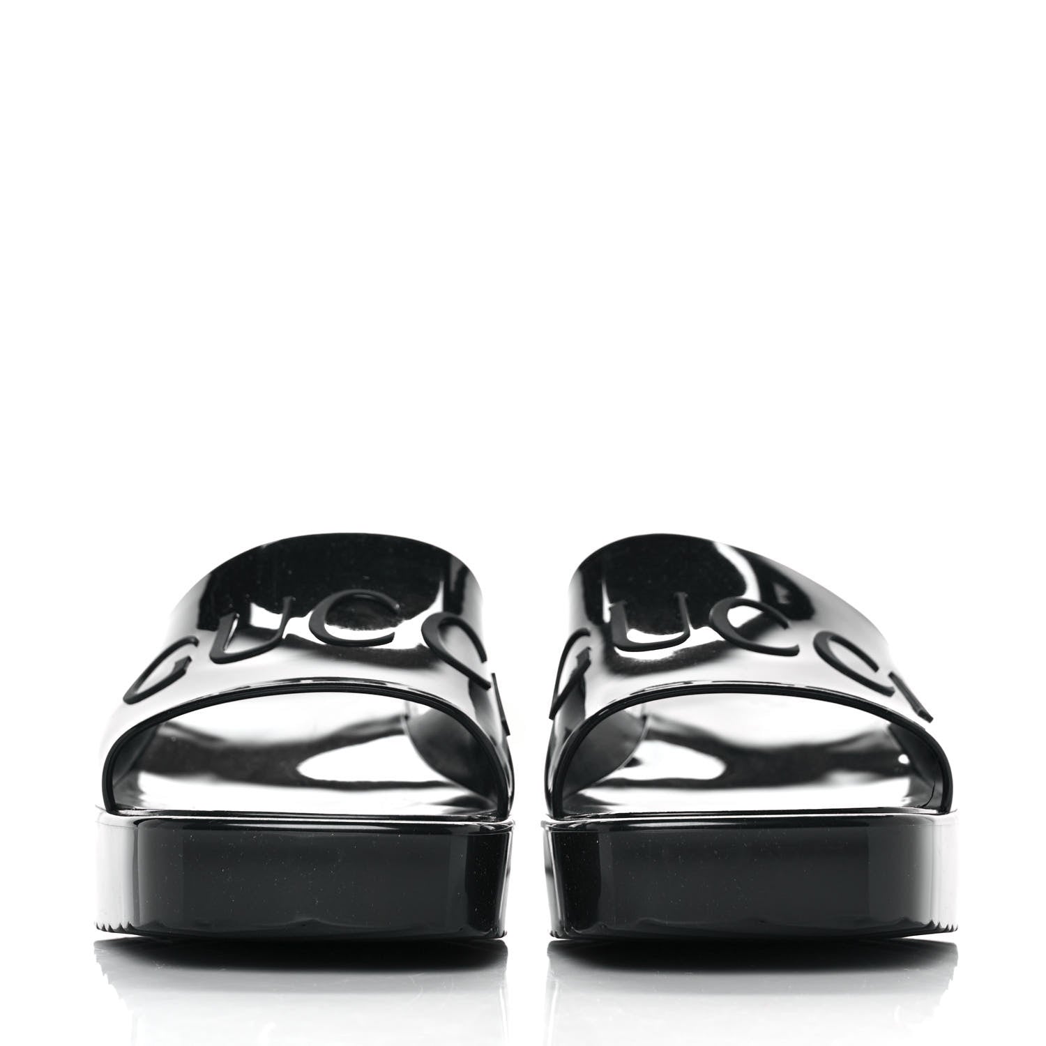 Gucci Rubber Gucci Logo Womens Platform 20/60mm Slide Sandals 39 Black 2 of 9