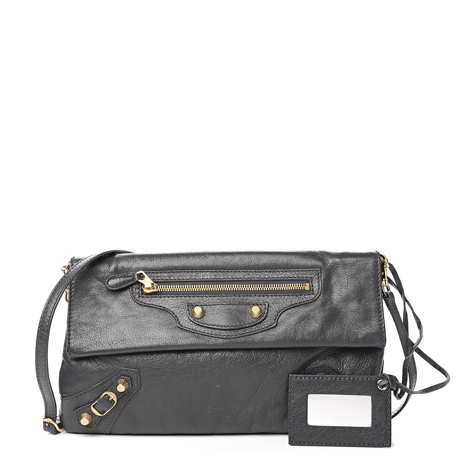 Balenciaga Agneau Giant 12 Gold Hardware Envelope Strap Clutch Gris Fossile 1 of 9