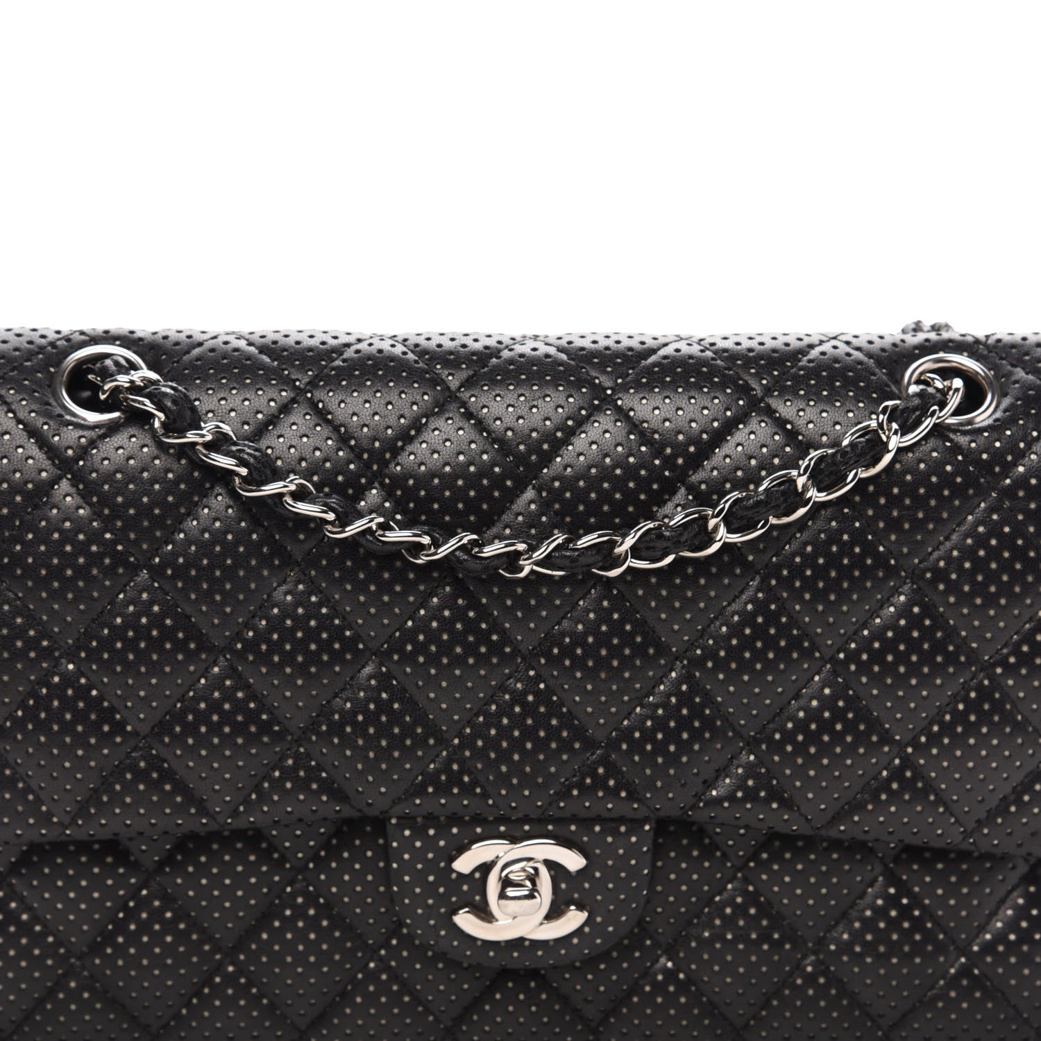 Chanel Lambskin Perforated Medium Double Flap Black 17 of 17