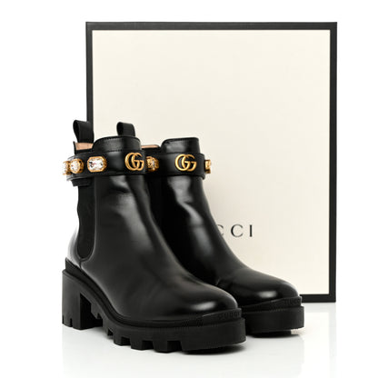 Gucci Calfskin Crystal GG Trip Chelsea Ankle Boots 39.5 Black 15 of 15