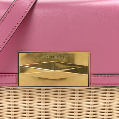 Jimmy Choo Wicker Calfskin Diamond Top Handle Bag Natural Pink 8 of 10