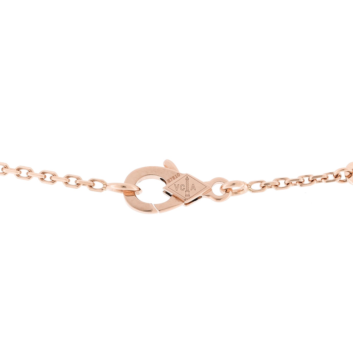 18K Rose Gold Gray Mother of Pearl Vintage Alhambra Pendant Necklace