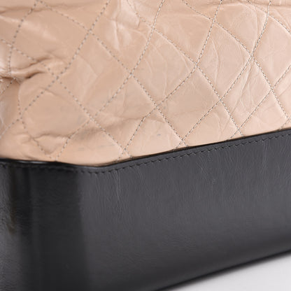 Chanel Aged Calfskin Quilted Medium Gabrielle Hobo Beige Black 16 of 16