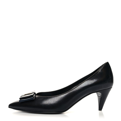 Saint Laurent Calfskin Bow Anais Pumps 38 Black Navy 1 of 10