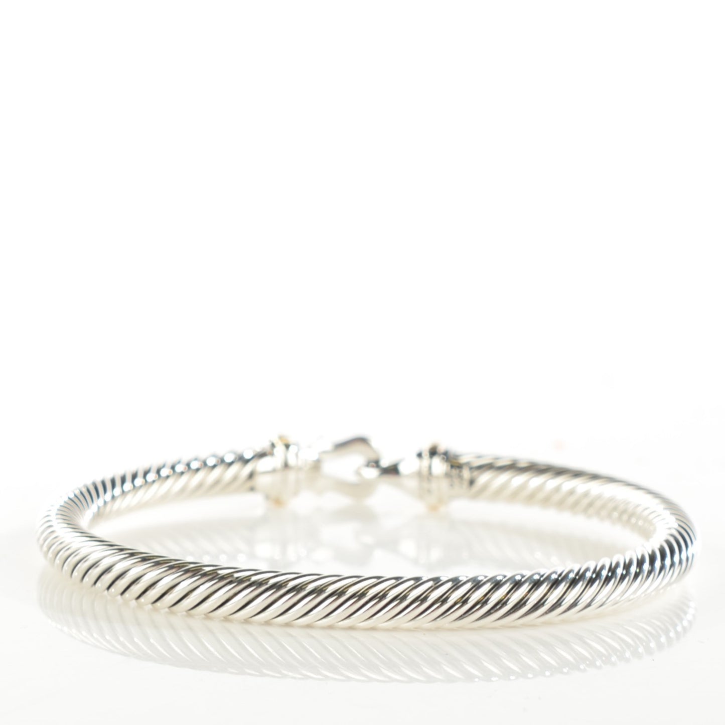 Sterling Silver 18K Yellow Gold 5mm Cable Classic Buckle Bracelet