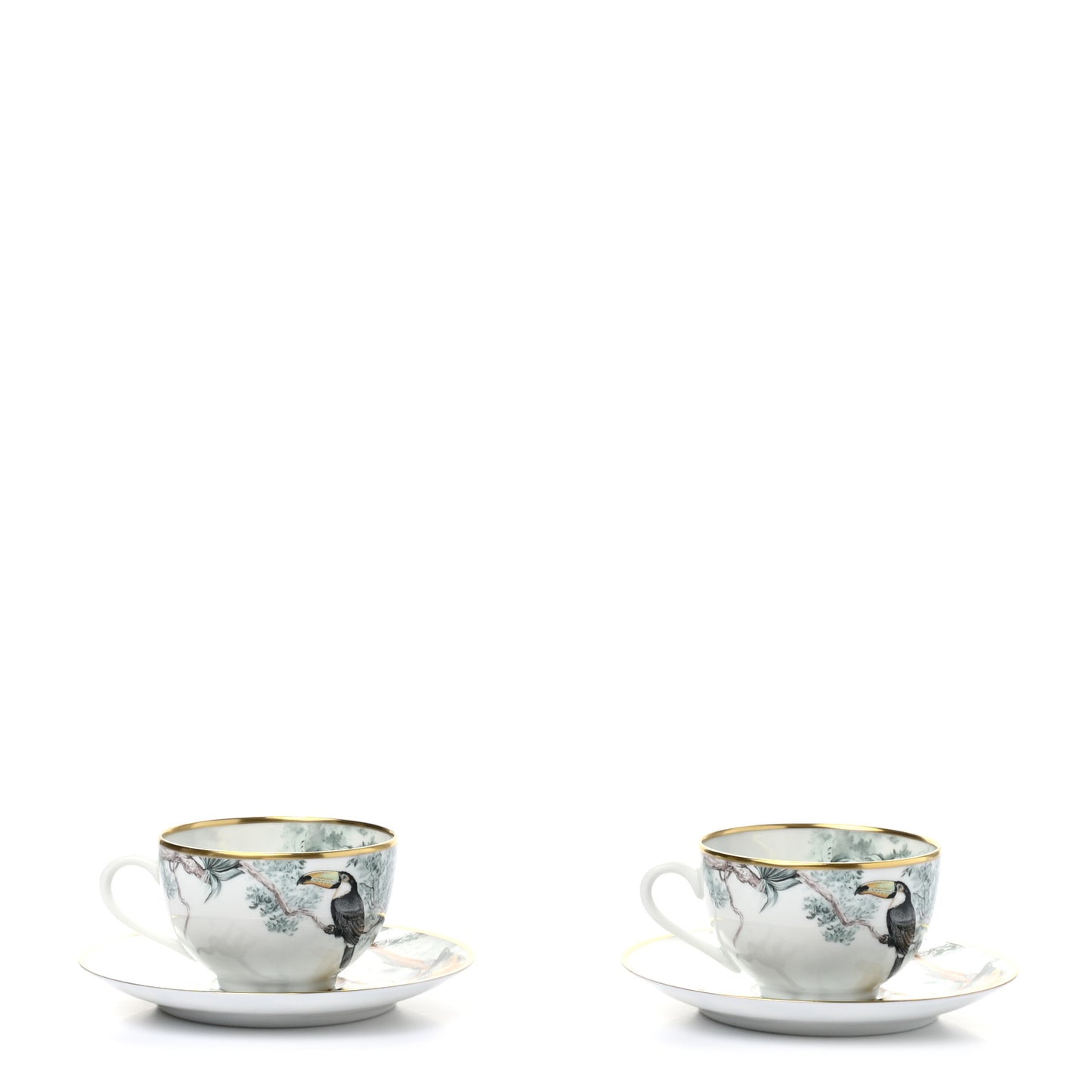 Porcelain Carnets d'Equateur Tea Cup and Saucer Set of 2