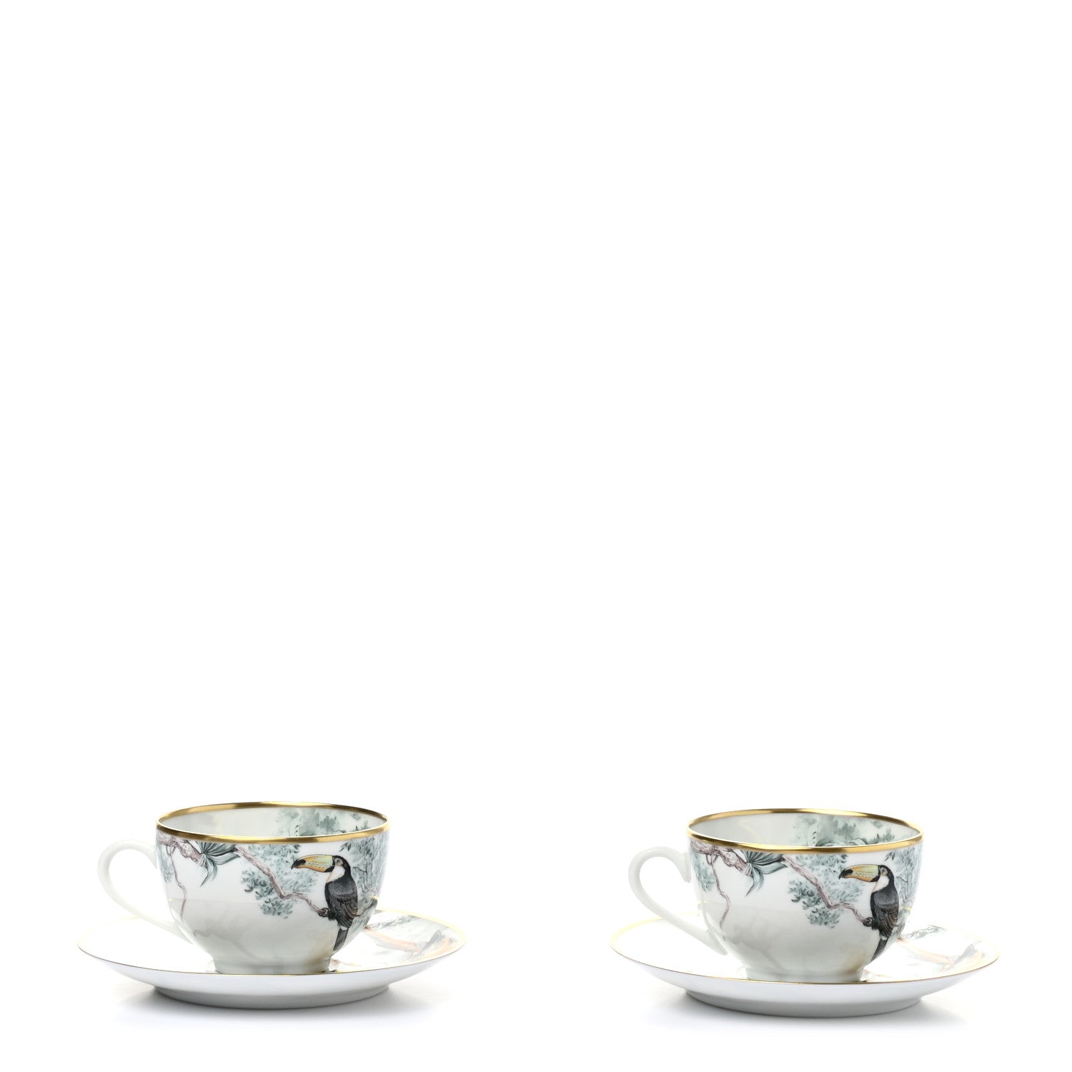 Hermes Porcelain Carnets d'Equateur Tea Cup and Saucer Set of 2 1 of 9