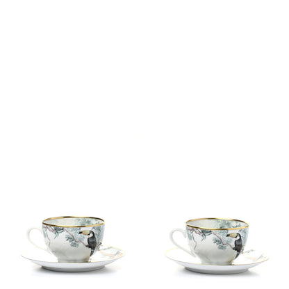 Hermes Porcelain Carnets d'Equateur Tea Cup and Saucer Set of 2 1 of 9