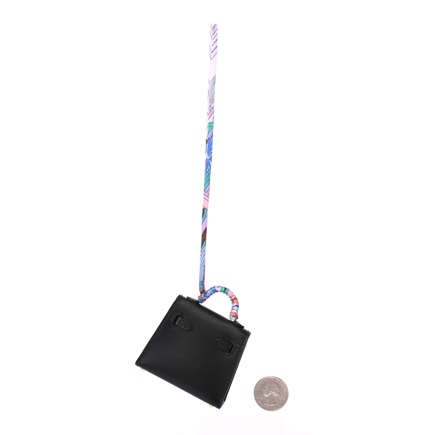 Hermes Tadelakt Mini Kelly Twilly Bag Charm Black 2 of 4