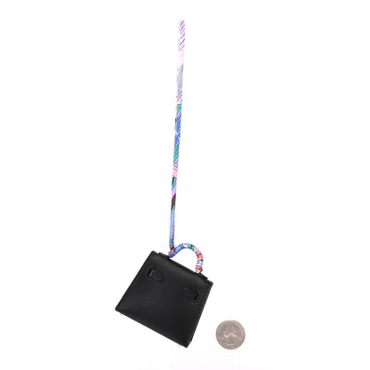 Hermes Tadelakt Mini Kelly Twilly Bag Charm Black 2 of 4