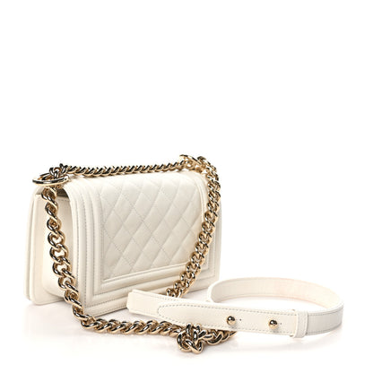 Chanel Caviar Quilted Small Boy Flap White 3 of 11