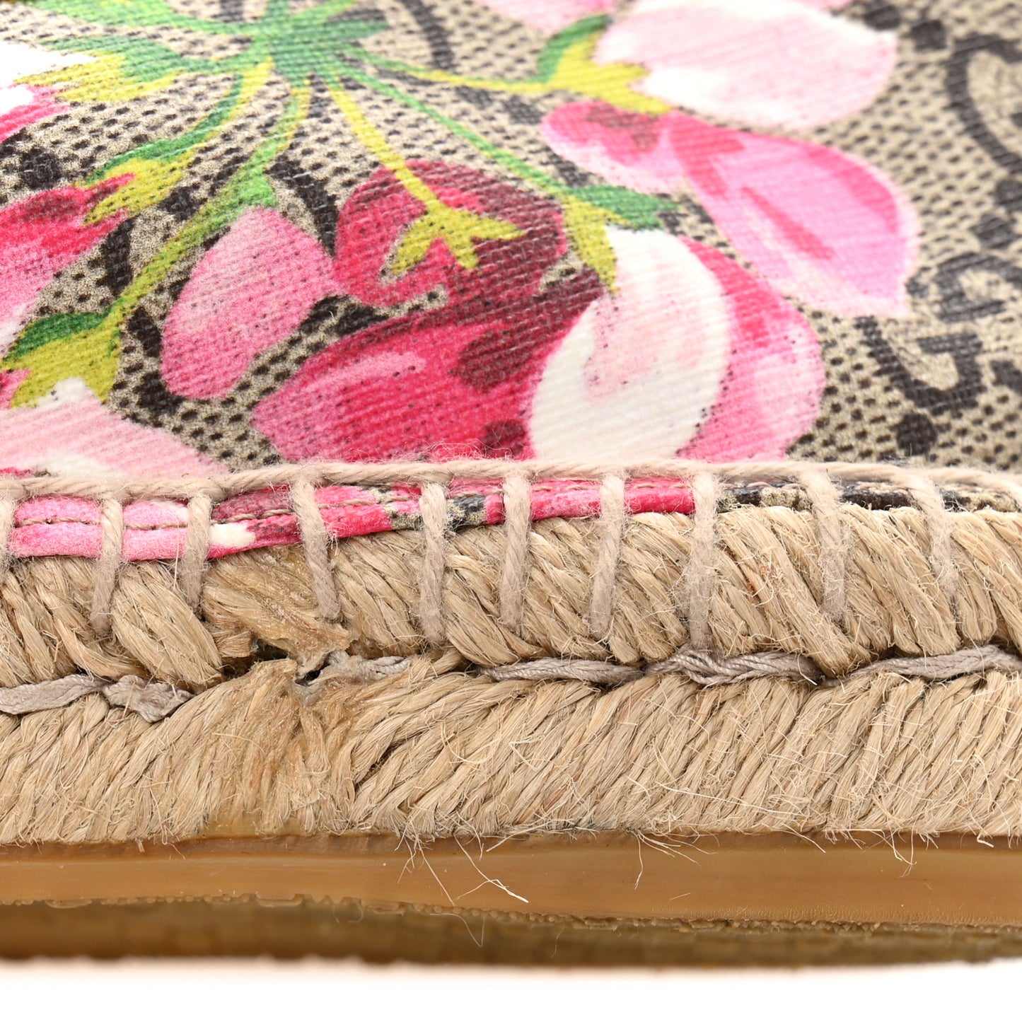 GG Supreme Monogram Blooms Espadrilles 37.5 Beige Multicolor Dry Rose